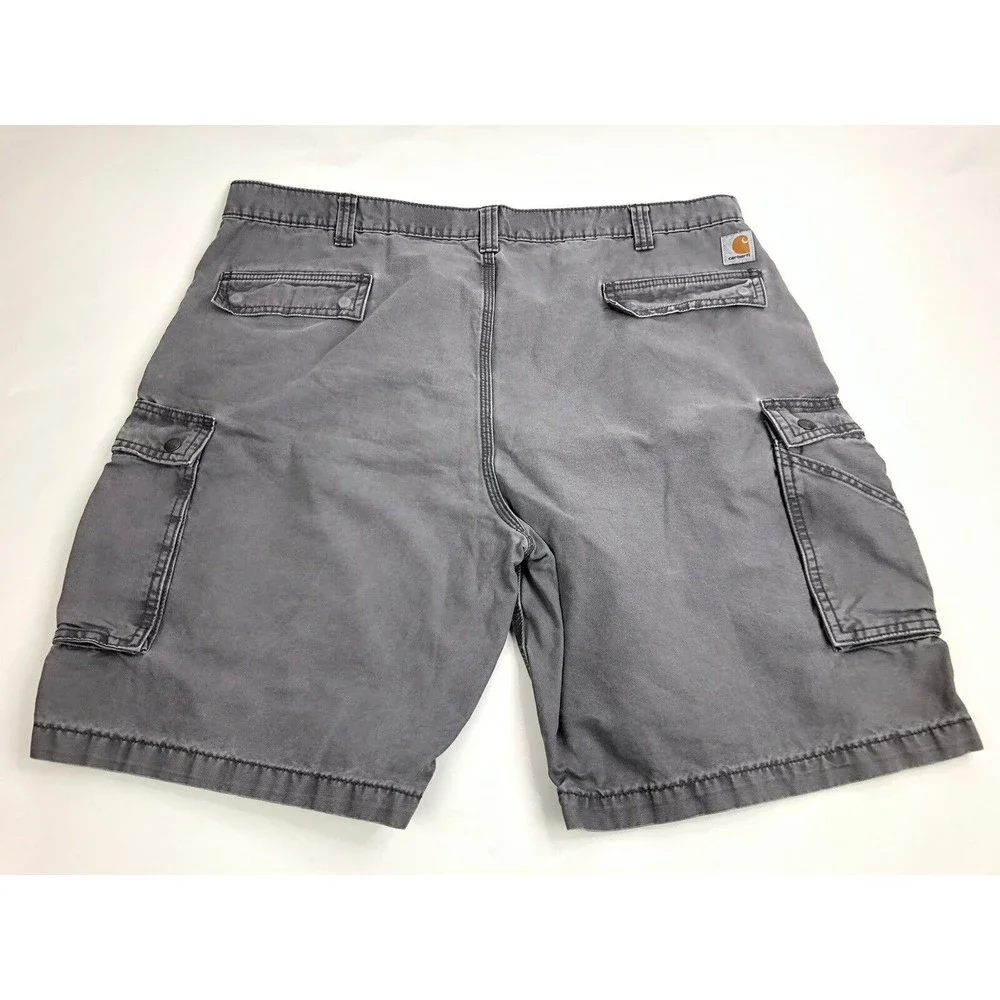 Carhartt Shorts Adult 46 Gray Canvas Cargo Work Wear Outdoors Hiking Mens Relax